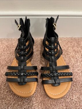 Kid’s Black Braided Gladiator Sandals